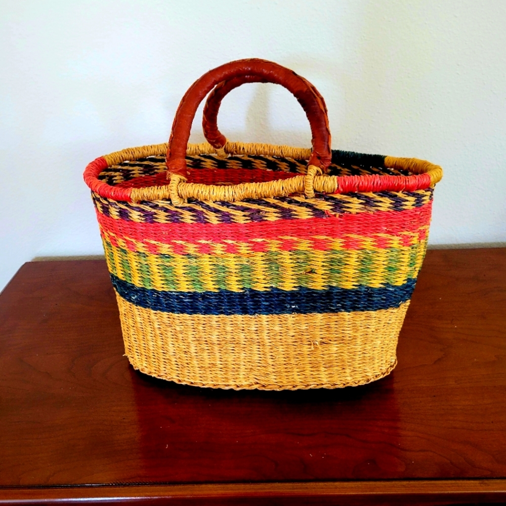 Vintage Handmade Basket Bag W/ Handles